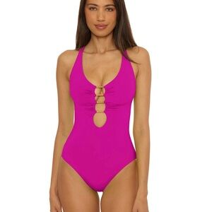 BECCA Fuchsia Cutout One-Piece Swimsuit